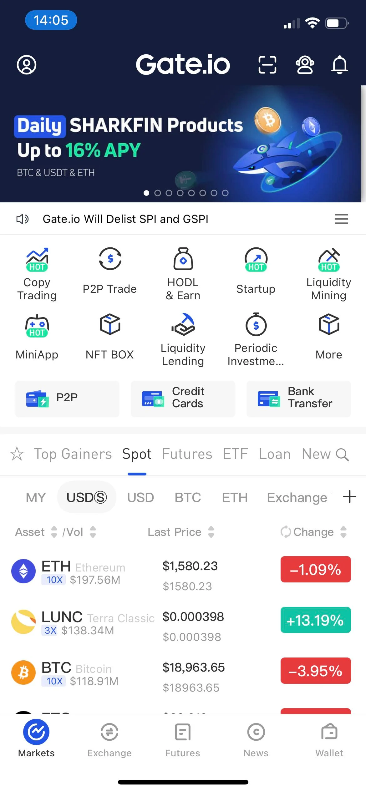 Gate.io App首页展示